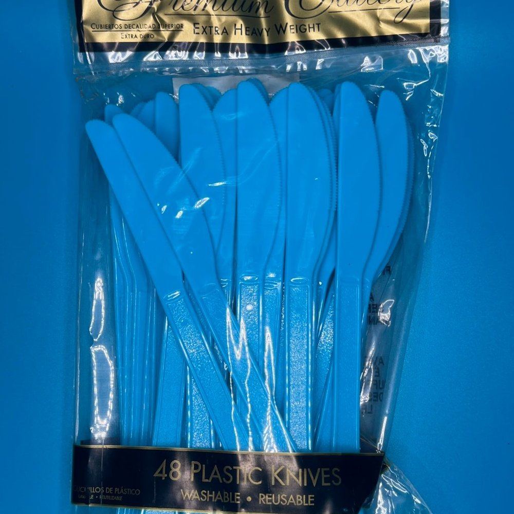 Plastic Knives 2 Packs Turquoise